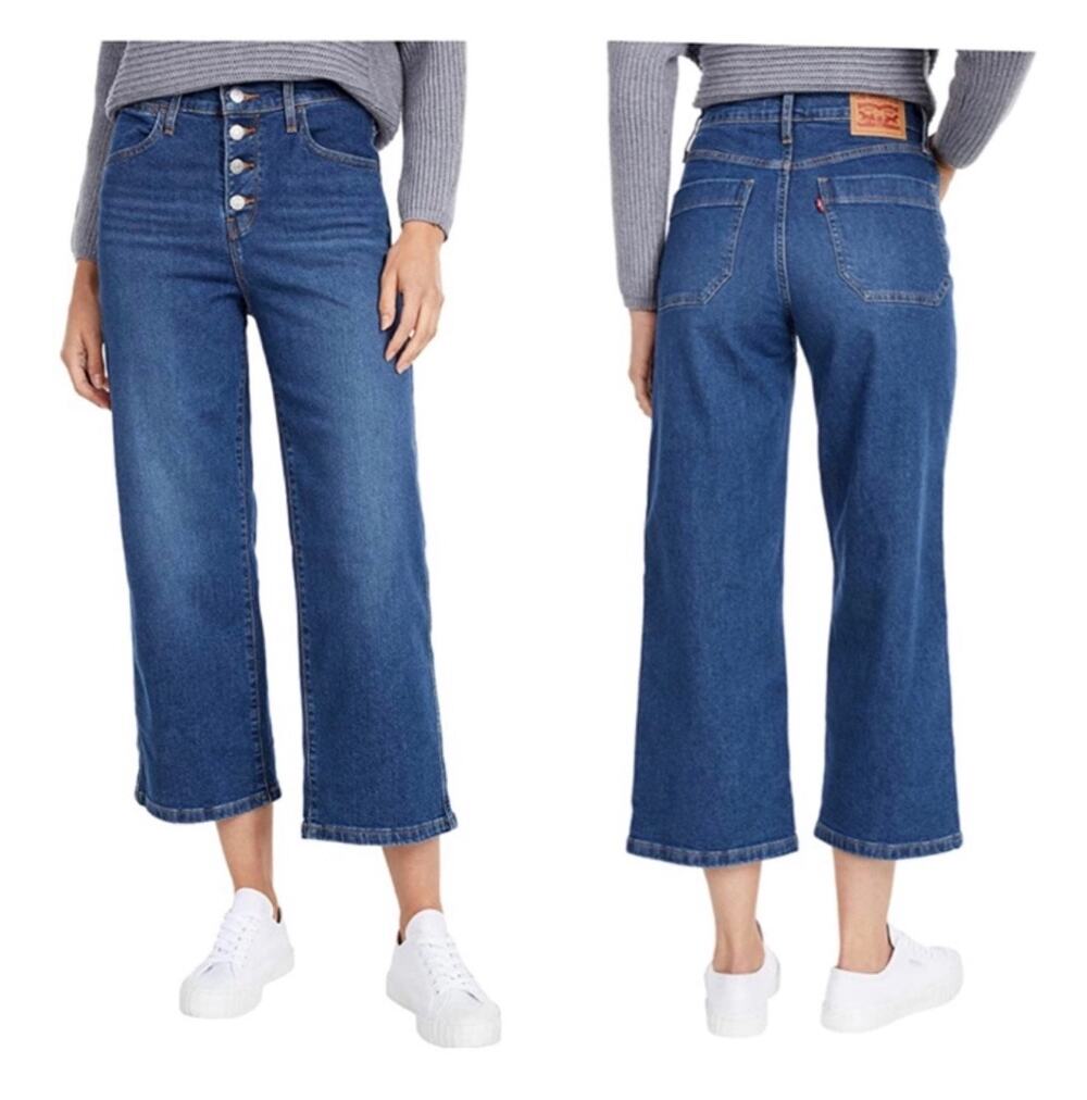 Levi's Mile High Cropped Wide Leg Jeans Button Fly Women's Size 24
